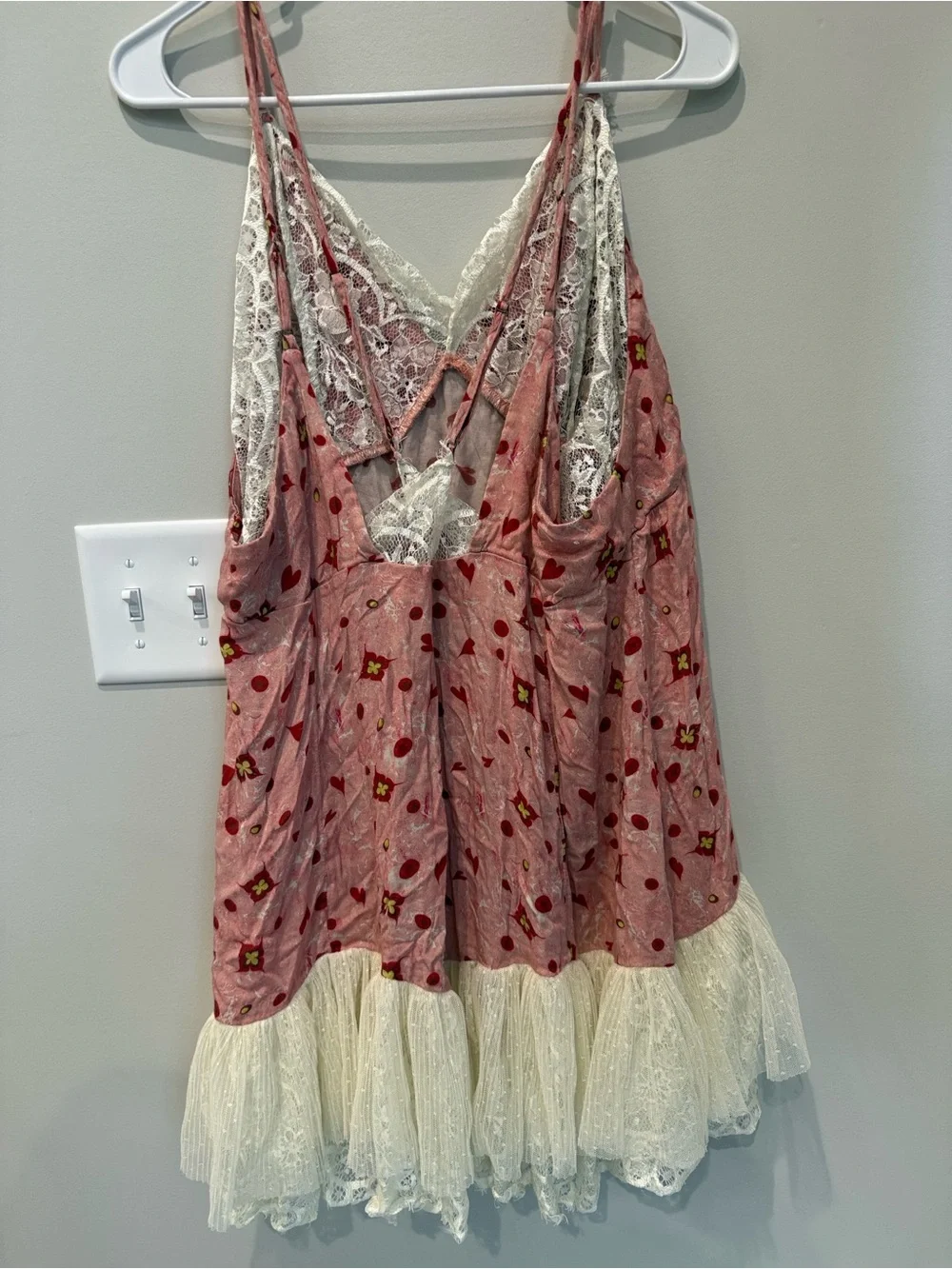 Anthropologie Dusty Pink Floral Lace-Trim Mini Dress - Picture 4 of 12